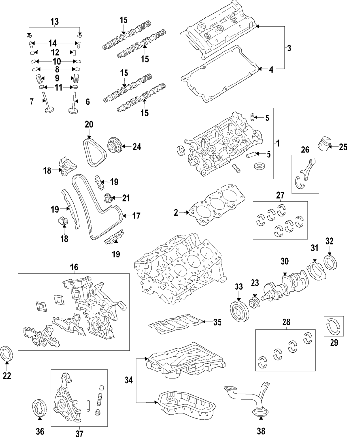 Diagram CAMSHAFT & TIMING. CRANKSHAFT & BEARINGS. CYLINDER HEAD & VALVES. LUBRICATION. MOUNTS. PISTONS. RINGS & BEARINGS. for your 2012 Toyota FJ Cruiser   