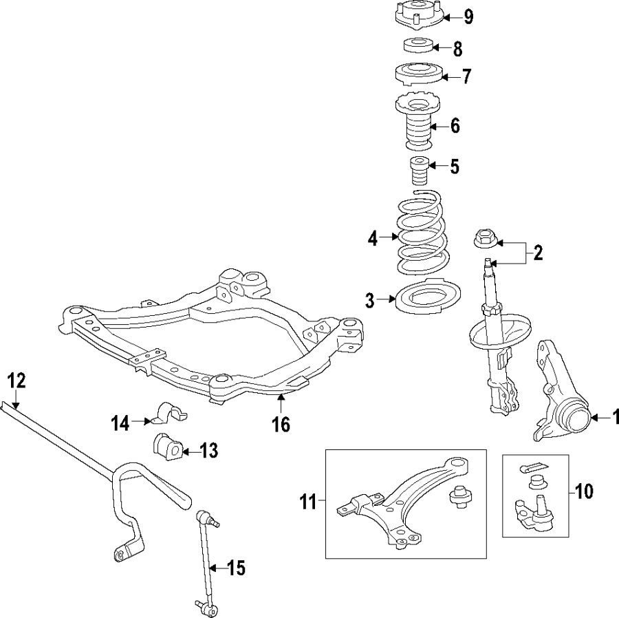 Diagram FRONT SUSPENSION. LOWER CONTROL ARM. STABILIZER BAR. SUSPENSION COMPONENTS. for your 2021 Toyota Avalon   