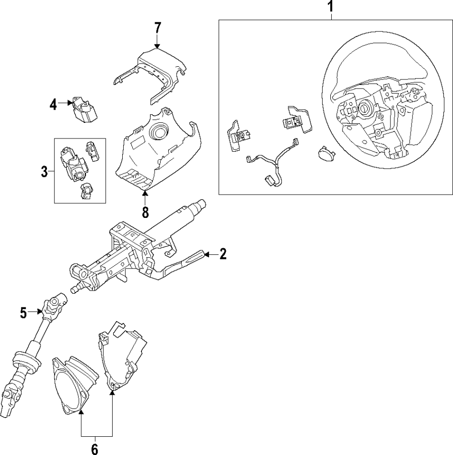 Diagram STEERING COLUMN. STEERING WHEEL. for your 2024 Toyota 4Runner   