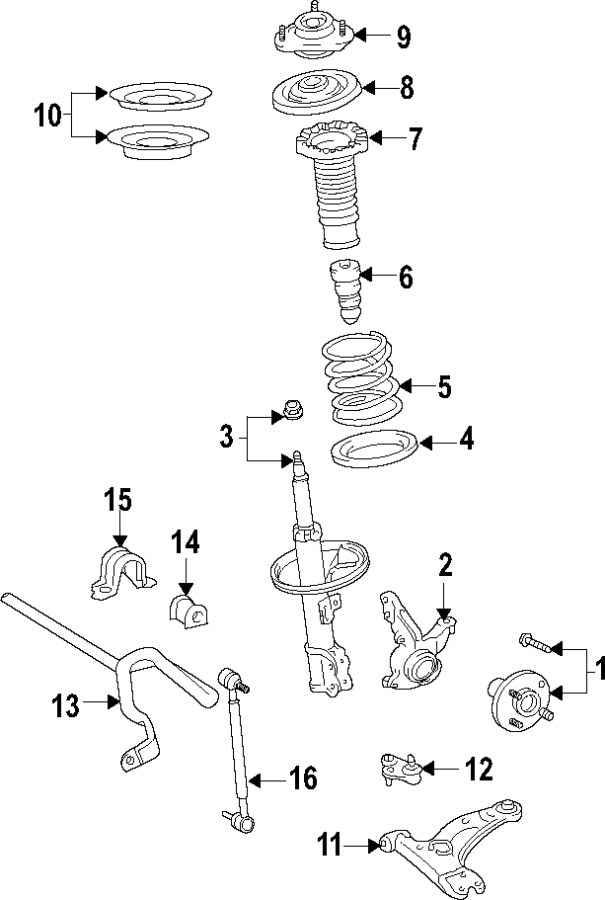 Diagram FRONT SUSPENSION. LOWER CONTROL ARM. STABILIZER BAR. SUSPENSION COMPONENTS. for your 2021 Toyota RAV4  TRD Off-Road Sport Utility 