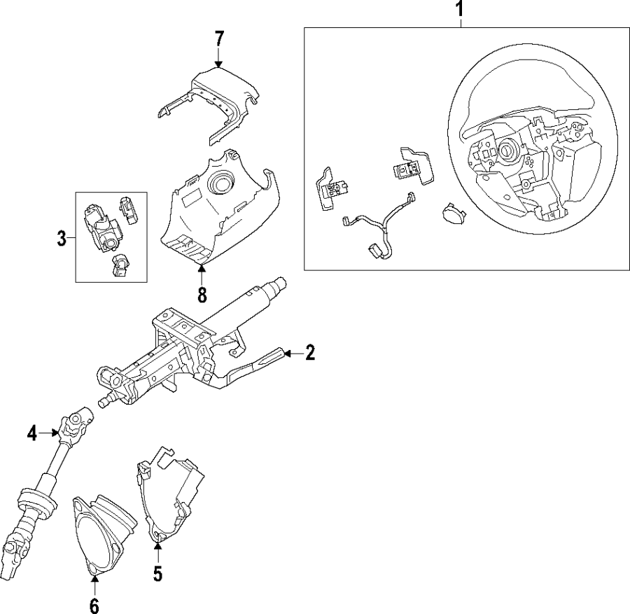 Diagram STEERING COLUMN. STEERING WHEEL. for your 2024 Toyota 4Runner  Limited Sport Utility 