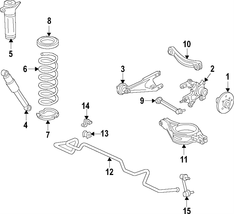 Diagram REAR SUSPENSION. LOWER CONTROL ARM. STABILIZER BAR. SUSPENSION COMPONENTS. UPPER CONTROL ARM. for your 2004 Toyota Matrix  Base Wagon 