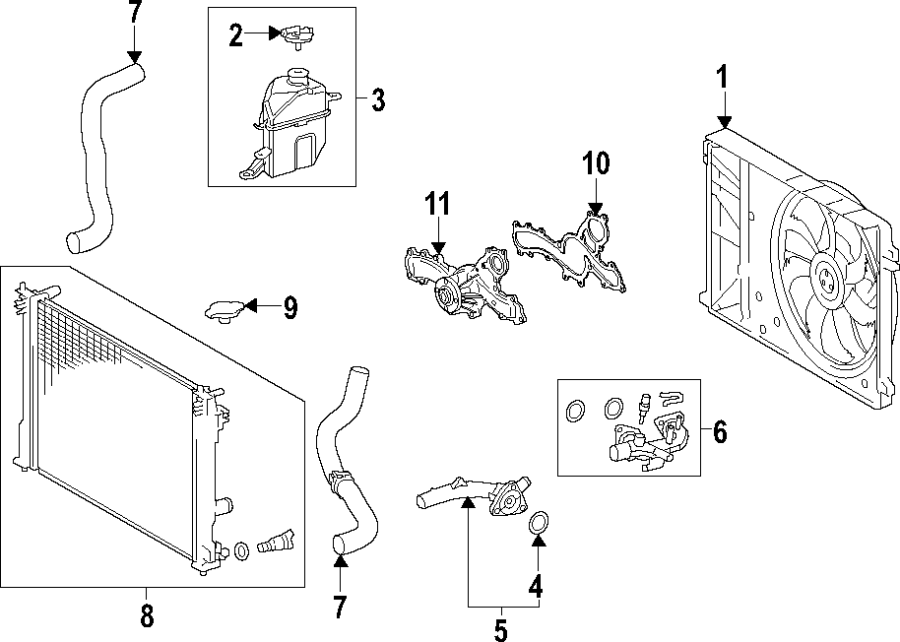 Diagram Cooling system. Cooling fan. Water pump. for your Toyota Highlander  