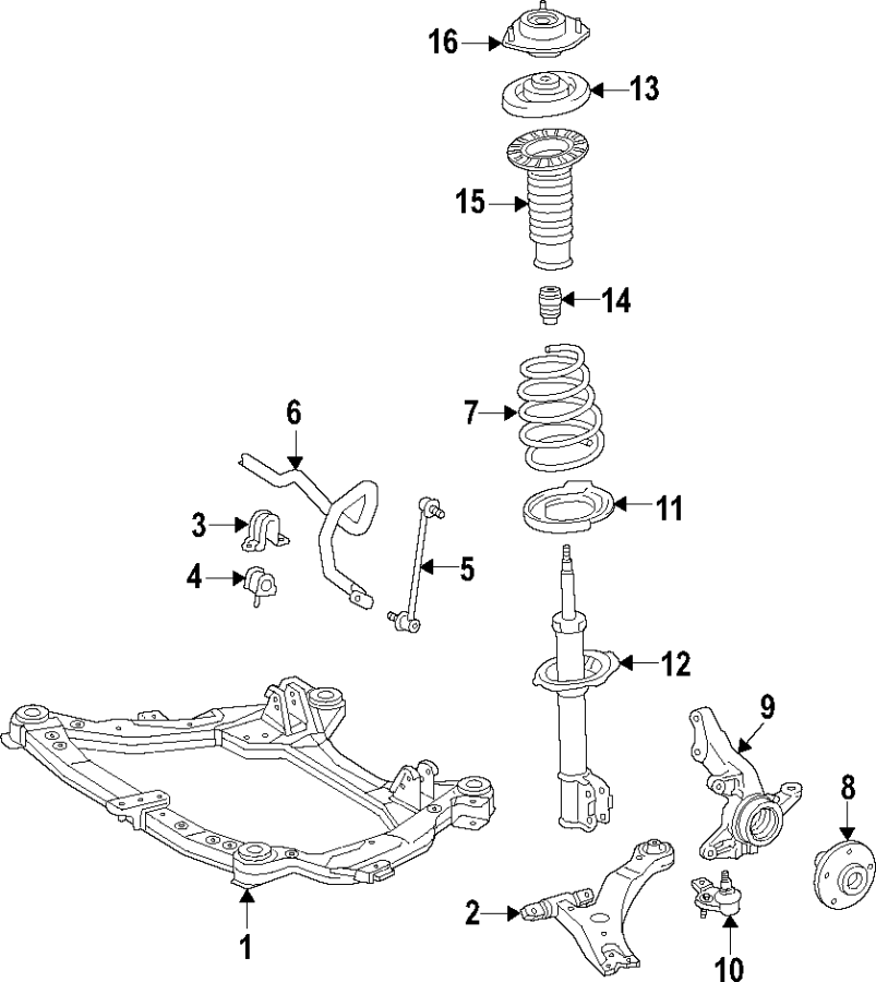 Diagram Front suspension. Lower control arm. Stabilizer bar. Suspension components. for your 2010 Toyota Highlander 3.5L V6 A/T AWD Sport Sport Utility 