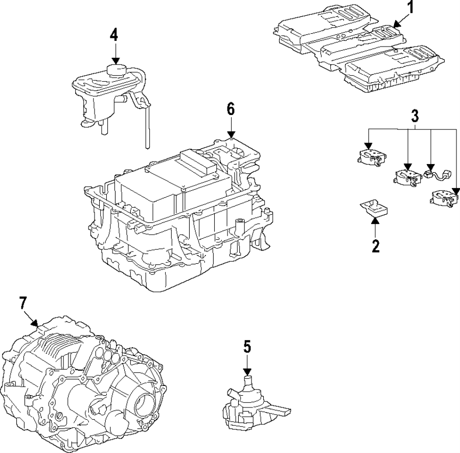 Diagram Hybrid components. Battery. Blower motor. Cooling system. for your 2009 Toyota Highlander  Base Sport Utility 