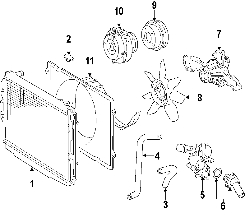 Diagram COOLING SYSTEM. COOLING FAN. RADIATOR. WATER PUMP. for your 2001 Toyota Corolla   