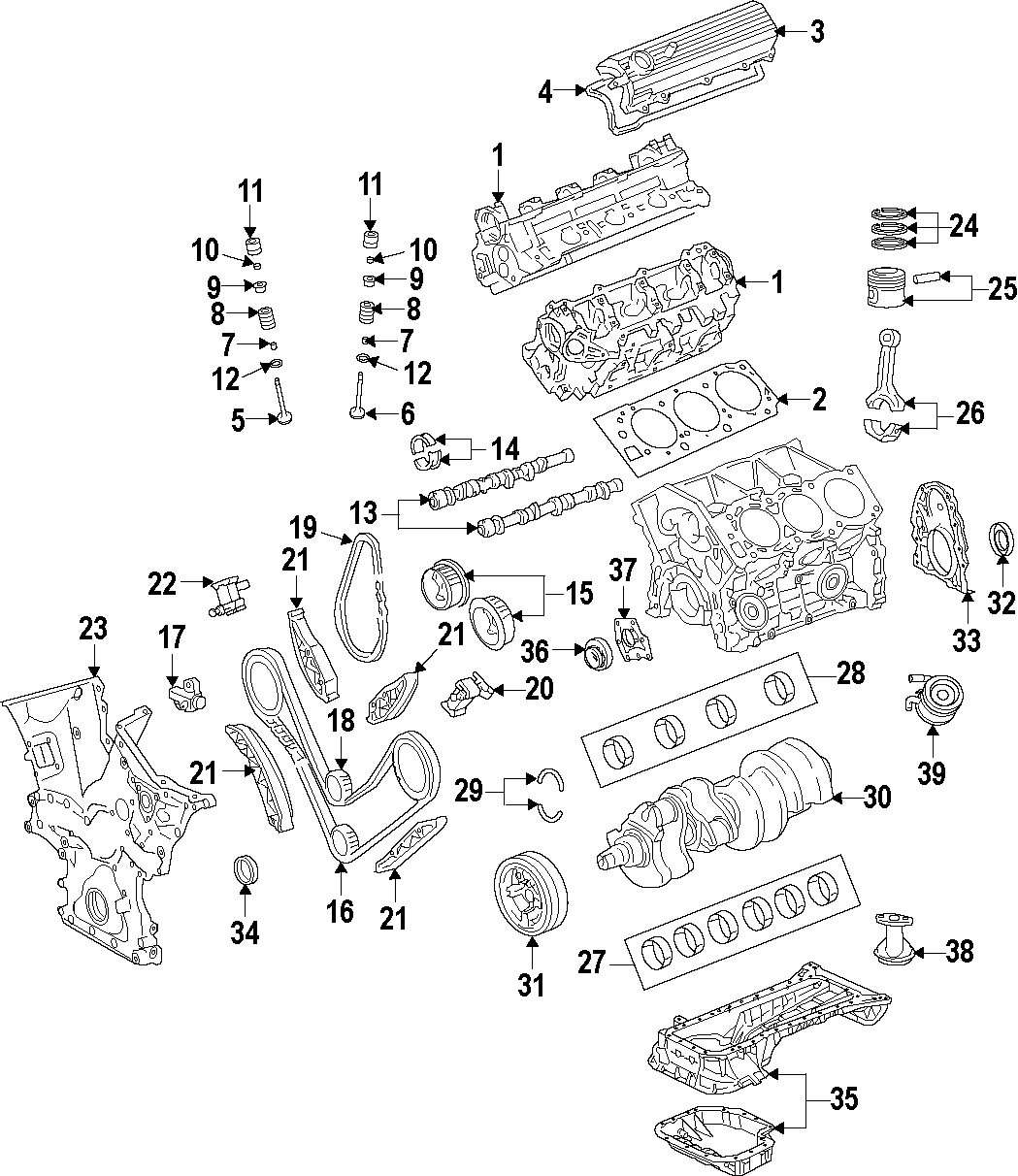 Diagram CAMSHAFT & TIMING. CRANKSHAFT & BEARINGS. CYLINDER HEAD & VALVES. LUBRICATION. MOUNTS. PISTONS. RINGS & BEARINGS. for your 2008 Toyota Tacoma 4.0L V6 M/T 4WD Base Crew Cab Pickup Fleetside 