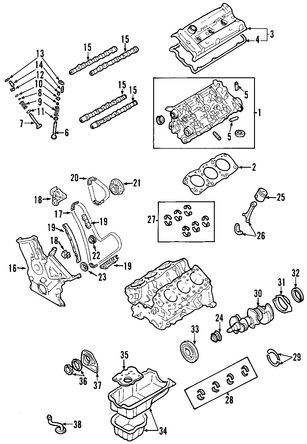 Diagram CAMSHAFT & TIMING. CRANKSHAFT & BEARINGS. CYLINDER HEAD & VALVES. LUBRICATION. MOUNTS. PISTONS. RINGS & BEARINGS. for your 2010 Toyota Tacoma  Pre Runner Standard Cab Pickup Fleetside 