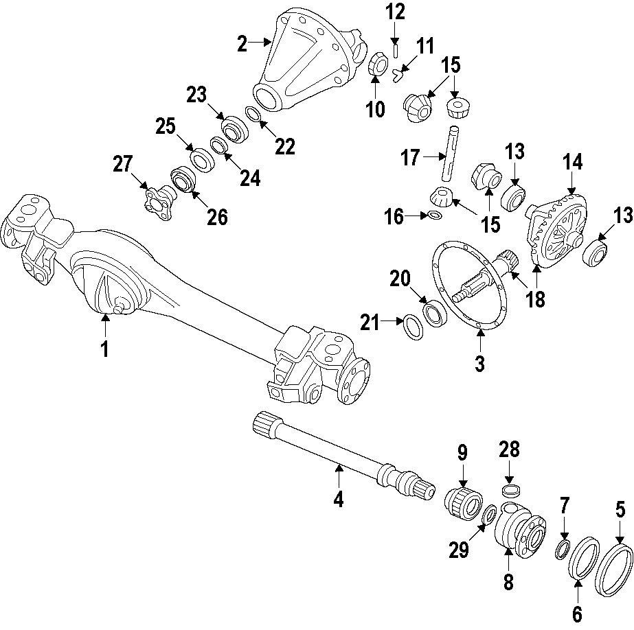 Diagram DRIVE AXLES. AXLE SHAFTS & JOINTS. DIFFERENTIAL. FRONT AXLE. PROPELLER SHAFT. for your Land Rover