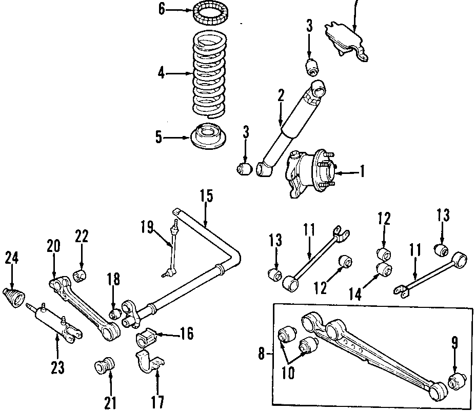 Diagram REAR SUSPENSION. RIDE CONTROL. STABILIZER BAR. SUSPENSION COMPONENTS. for your 2016 Land Rover LR4  HSE Sport Utility 