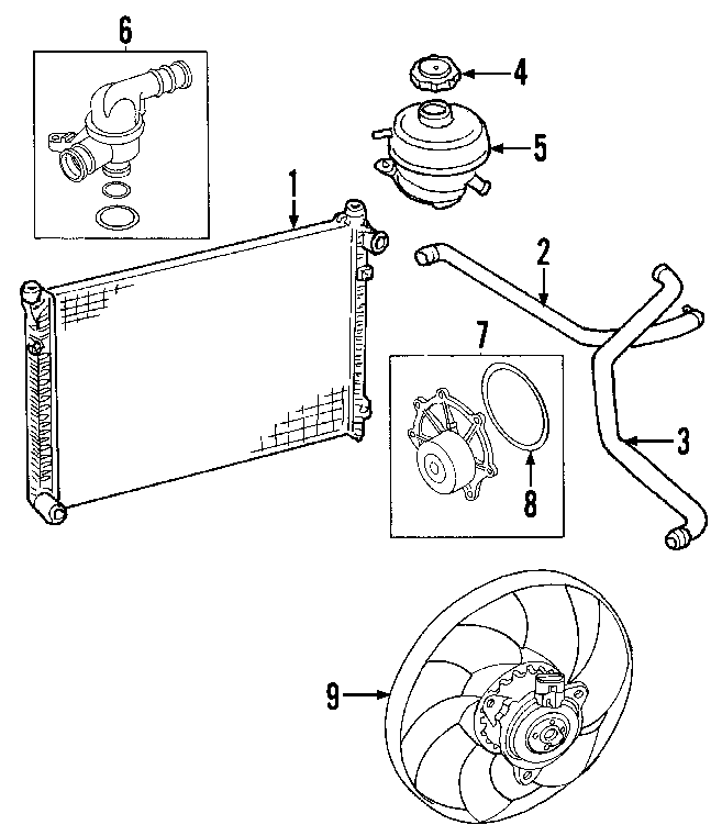 Diagram COOLING SYSTEM. COOLING FAN. RADIATOR. WATER PUMP. for your 2018 Land Rover Range Rover Velar   