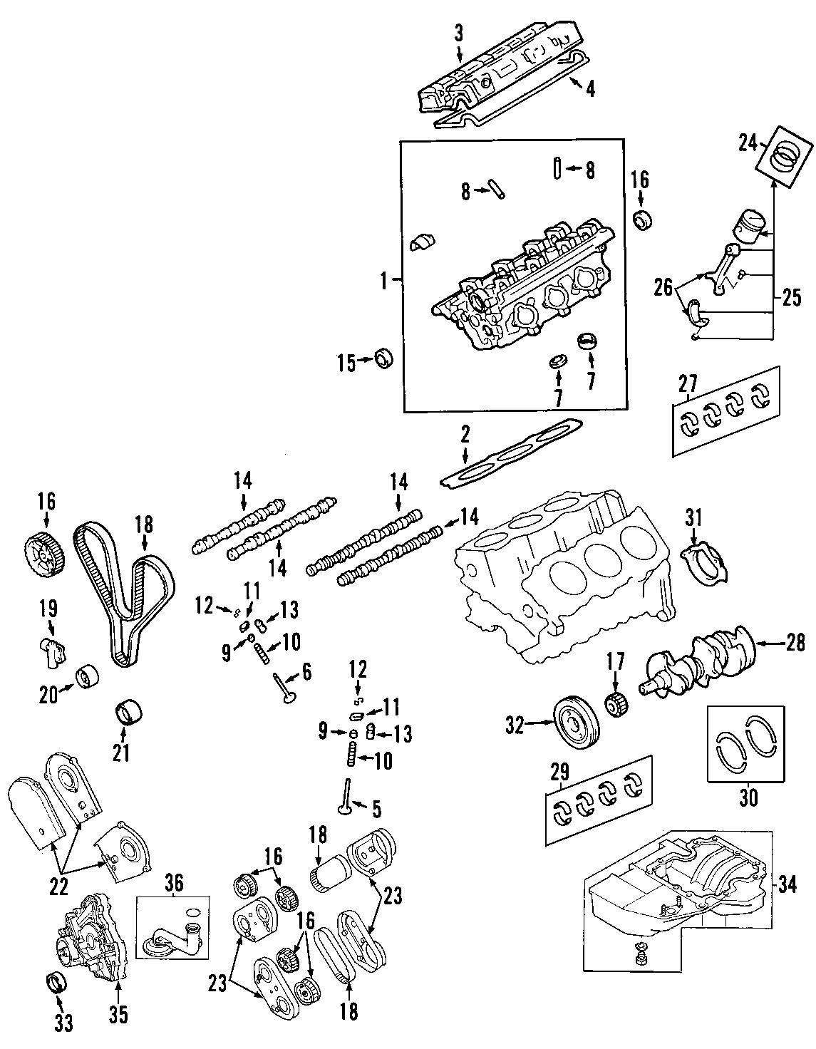 Diagram CAMSHAFT & TIMING. CRANKSHAFT & BEARINGS. CYLINDER HEAD & VALVES. LUBRICATION. MOUNTS. PISTONS. RINGS & BEARINGS. for your 2017 Land Rover Discovery   