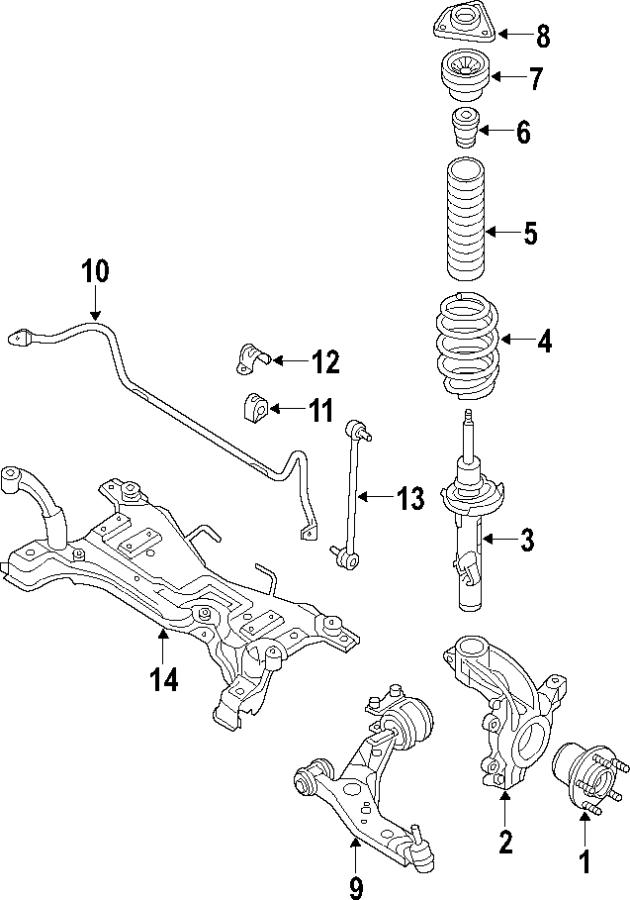 Diagram FRONT SUSPENSION. LOWER CONTROL ARM. RIDE CONTROL. STABILIZER BAR. SUSPENSION COMPONENTS. for your 2017 Lincoln MKZ Premiere Hybrid Sedan  