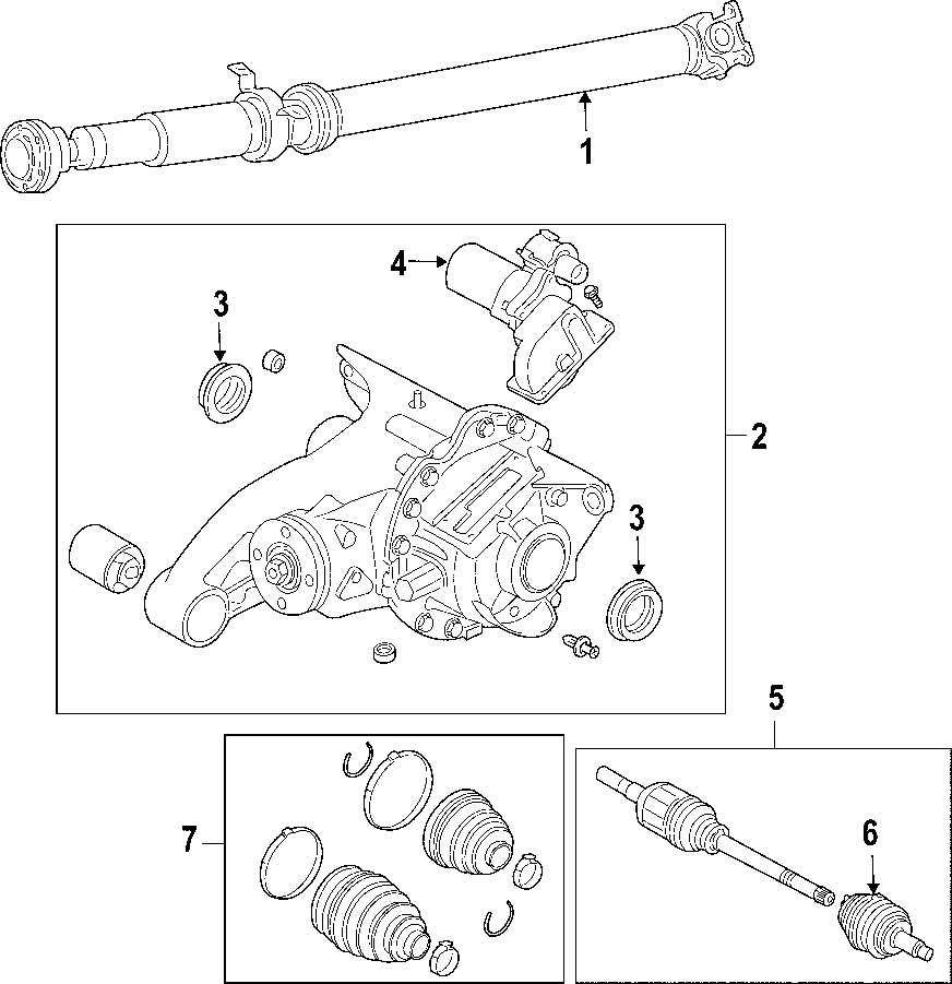 Diagram REAR AXLE. AXLE SHAFTS & JOINTS. DRIVE AXLES. PROPELLER SHAFT. for your 1999 Land Rover Range Rover   