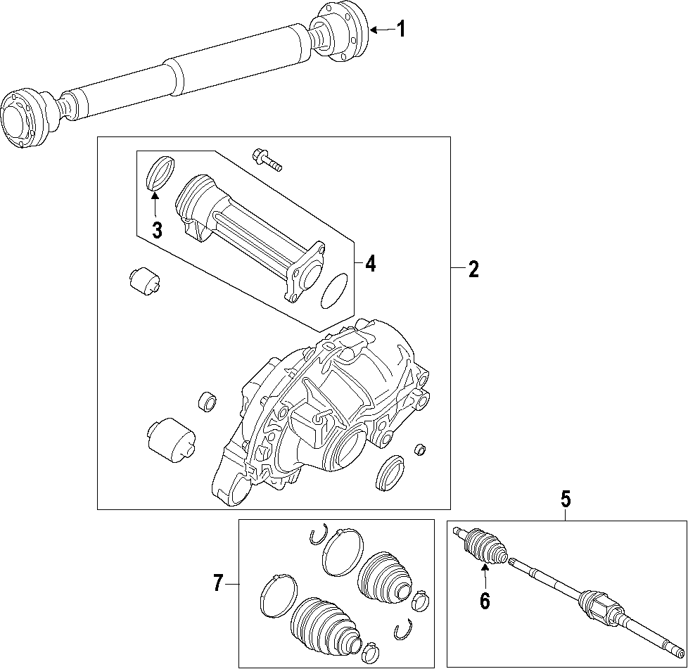 Diagram DRIVE AXLES. AXLE SHAFTS & JOINTS. FRONT AXLE. PROPELLER SHAFT. for your 2009 Land Rover Range Rover Sport  HSE Sport Utility 