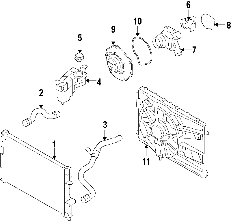 Diagram COOLING SYSTEM. COOLING FAN. RADIATOR. WATER PUMP. for your 2018 Land Rover Discovery   