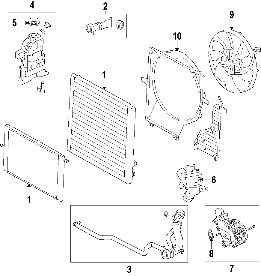 Diagram Cooling system. Auxiliary heater & ac. Cooling fan. Radiator. Water pump. for your Land Rover