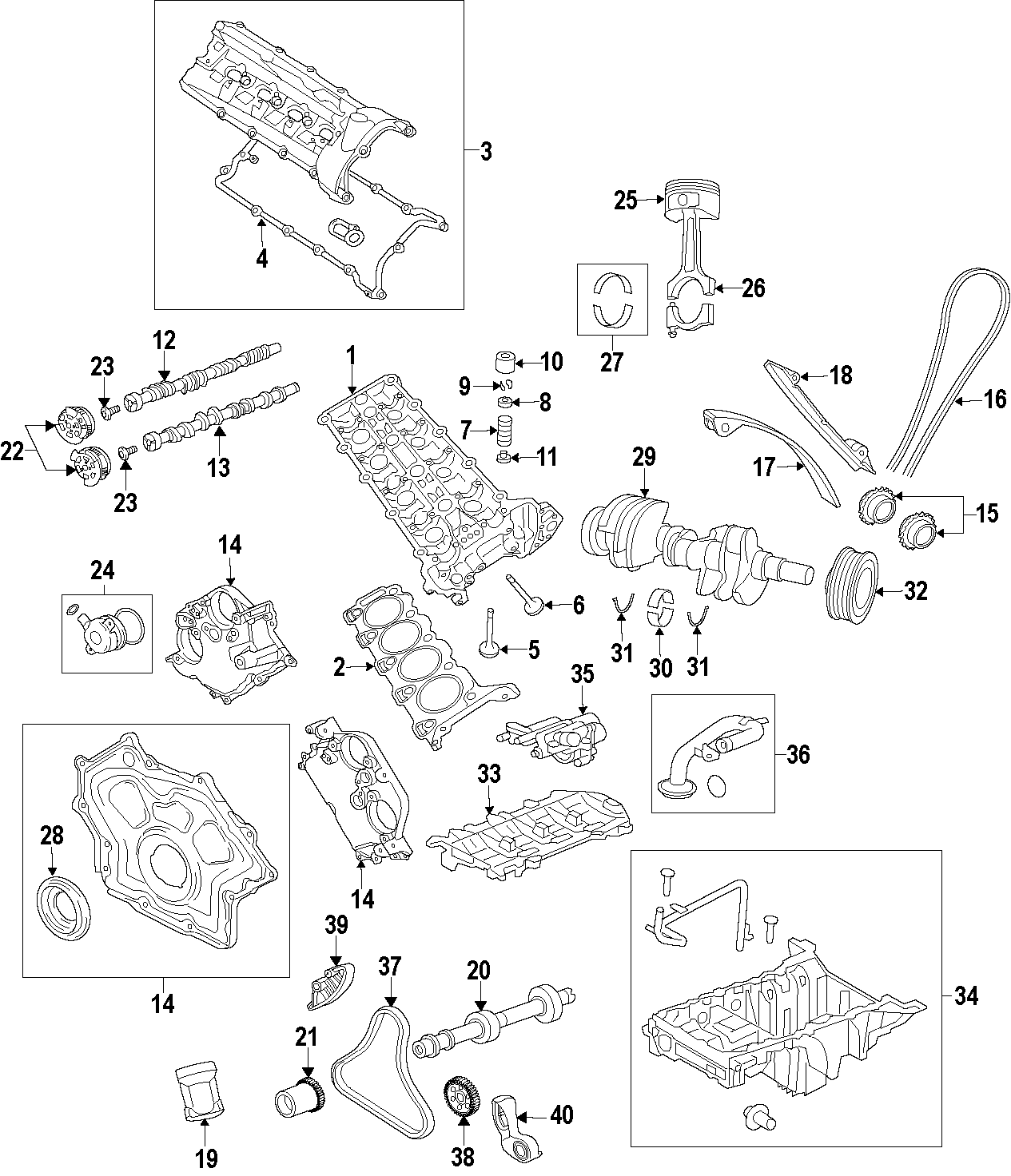 Diagram CAMSHAFT & TIMING. CRANKSHAFT & BEARINGS. CYLINDER HEAD & VALVES. LUBRICATION. for your Land Rover