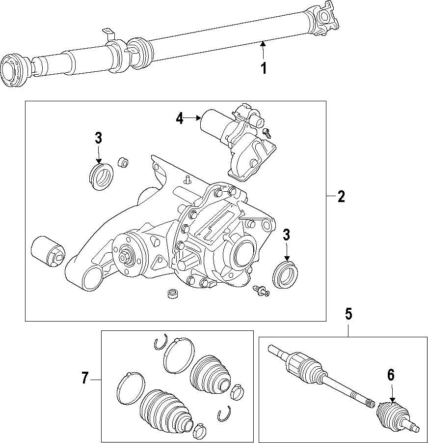 Diagram REAR AXLE. AXLE SHAFTS & JOINTS. DRIVE AXLES. PROPELLER SHAFT. for your 1999 Land Rover Range Rover   