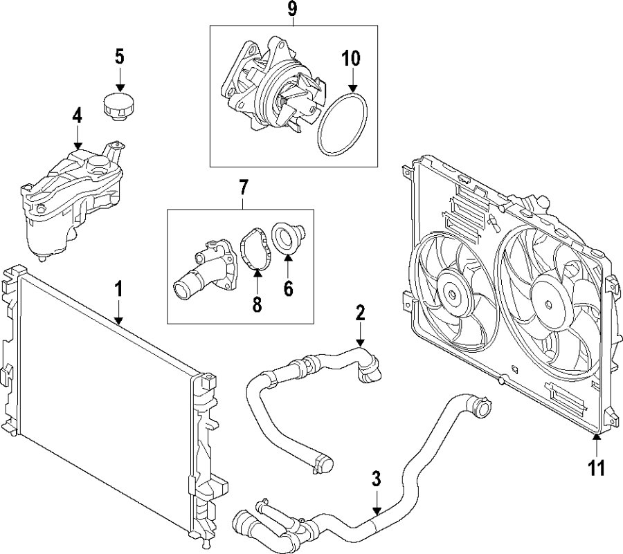 Diagram Cooling fan. Water pump. for your 2014 Land Rover LR4   