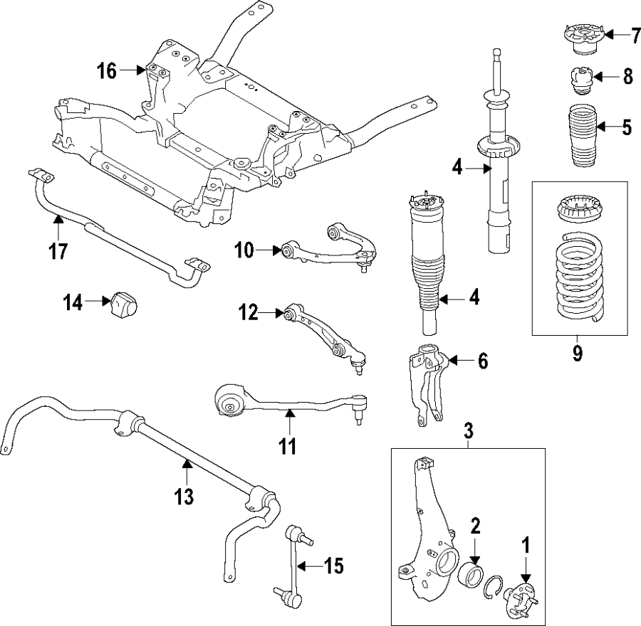 Diagram FRONT SUSPENSION. RIDE CONTROL. STABILIZER BAR. SUSPENSION COMPONENTS. UPPER CONTROL ARM. for your Land Rover