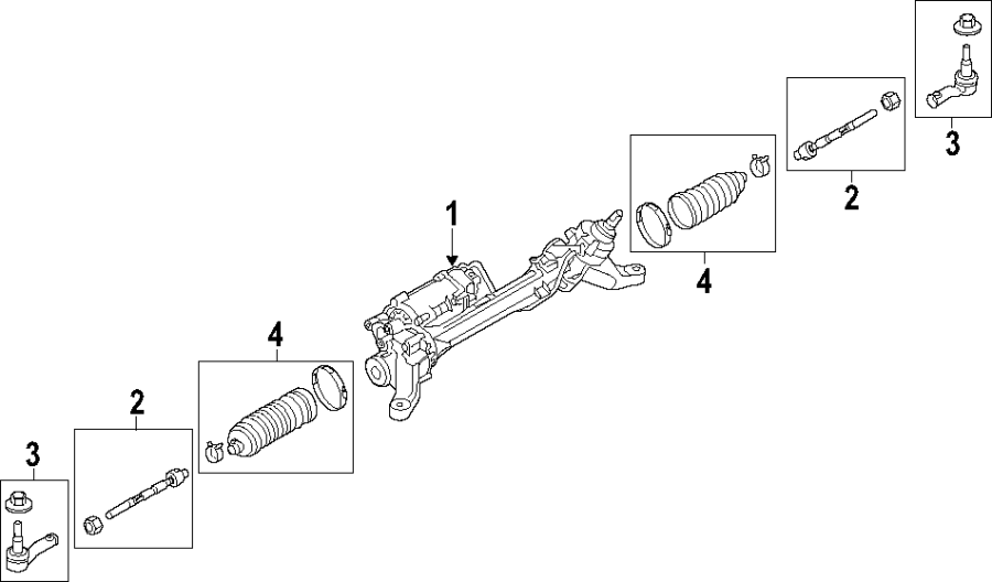 Diagram STEERING GEAR & LINKAGE. for your 2023 Land Rover Discovery 3.0L Ingenium 6 cylinder MILD HYBRID EV-GAS (MHEV) A/T R-Dynamic S Sport Utility 