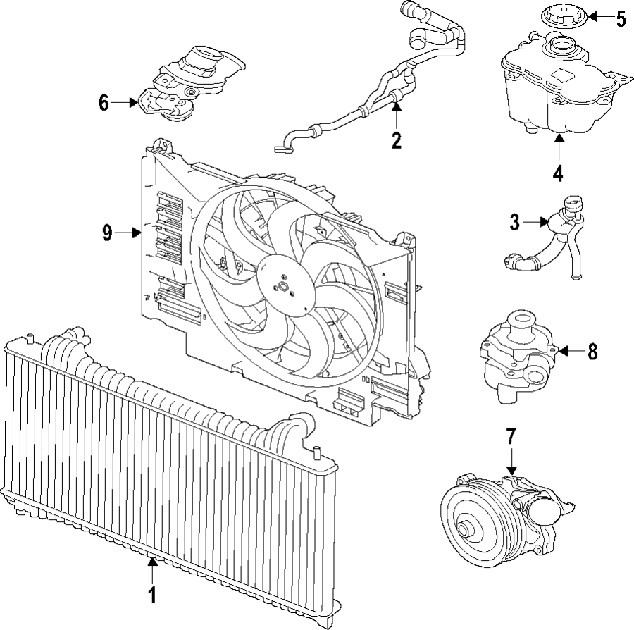 Diagram Cooling system. Radiator. Water pump. for your 2013 Land Rover Range Rover   