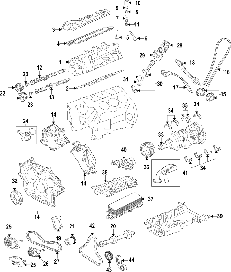 Diagram Camshaft & timing. Crankshaft & bearings. Cylinder head & valves. Lubrication. Mounts. for your 2021 Land Rover Range Rover   