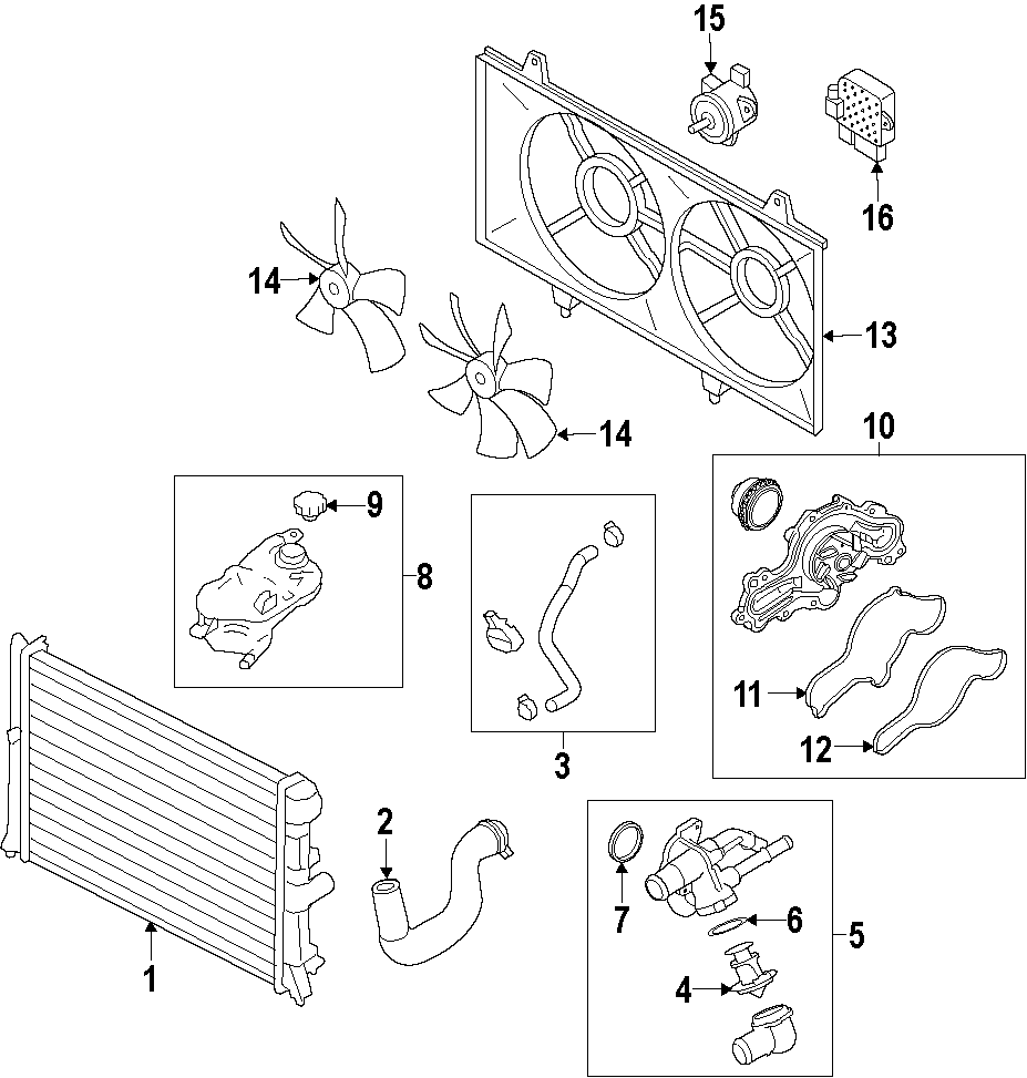 Diagram COOLING SYSTEM. COOLING FAN. RADIATOR. WATER PUMP. for your 1994 Mazda RX-7   