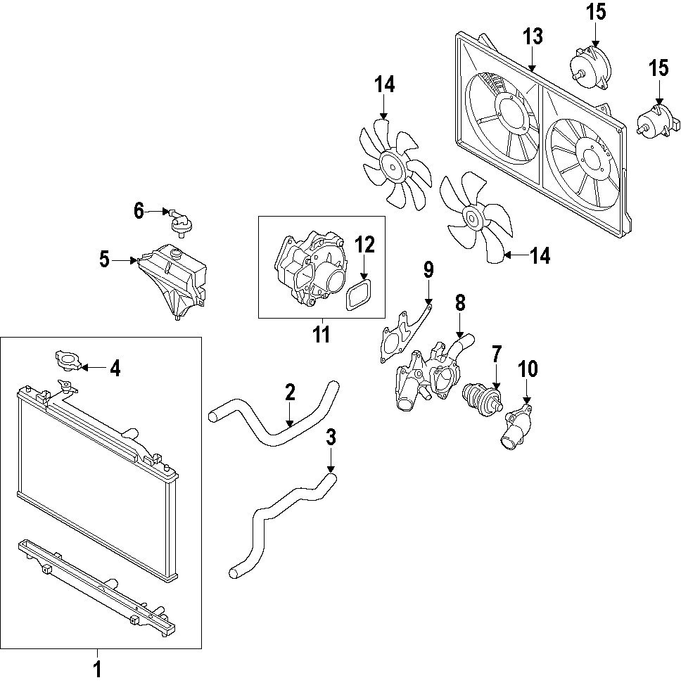 Diagram COOLING SYSTEM. COOLING FAN. RADIATOR. WATER PUMP. for your 1994 Mazda MX-3   