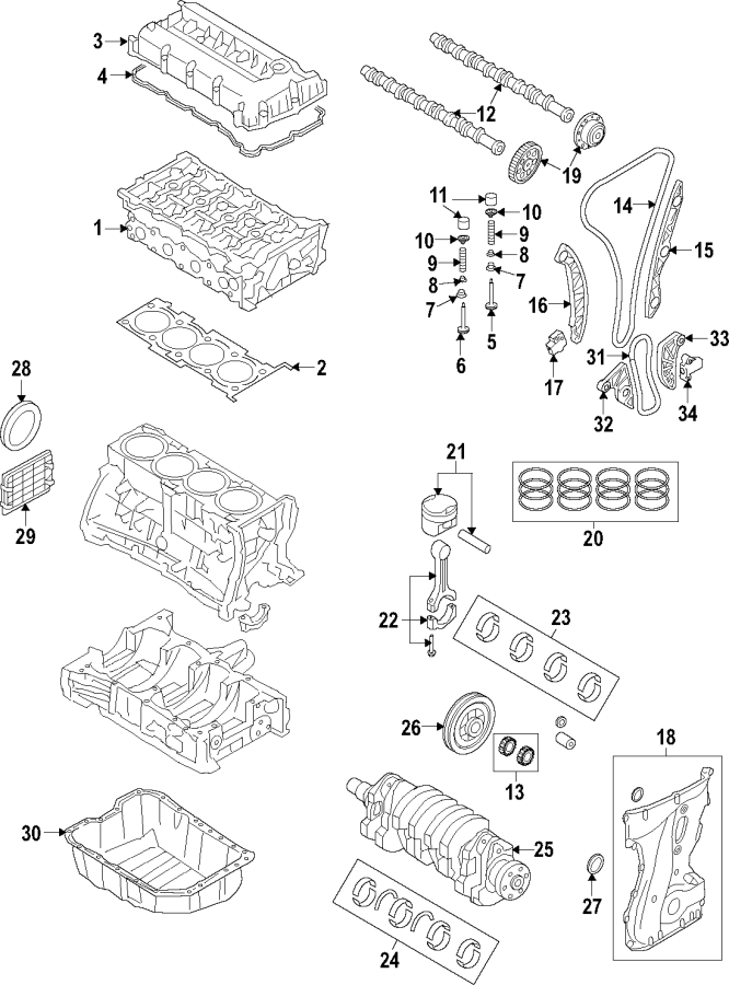 13CAMSHAFT & TIMING. CRANKSHAFT & BEARINGS. CYLINDER HEAD & VALVES. LUBRICATION. PISTONS. RINGS & BEARINGS.https://images.simplepart.com/images/parts/motor/fullsize/F96E035.png