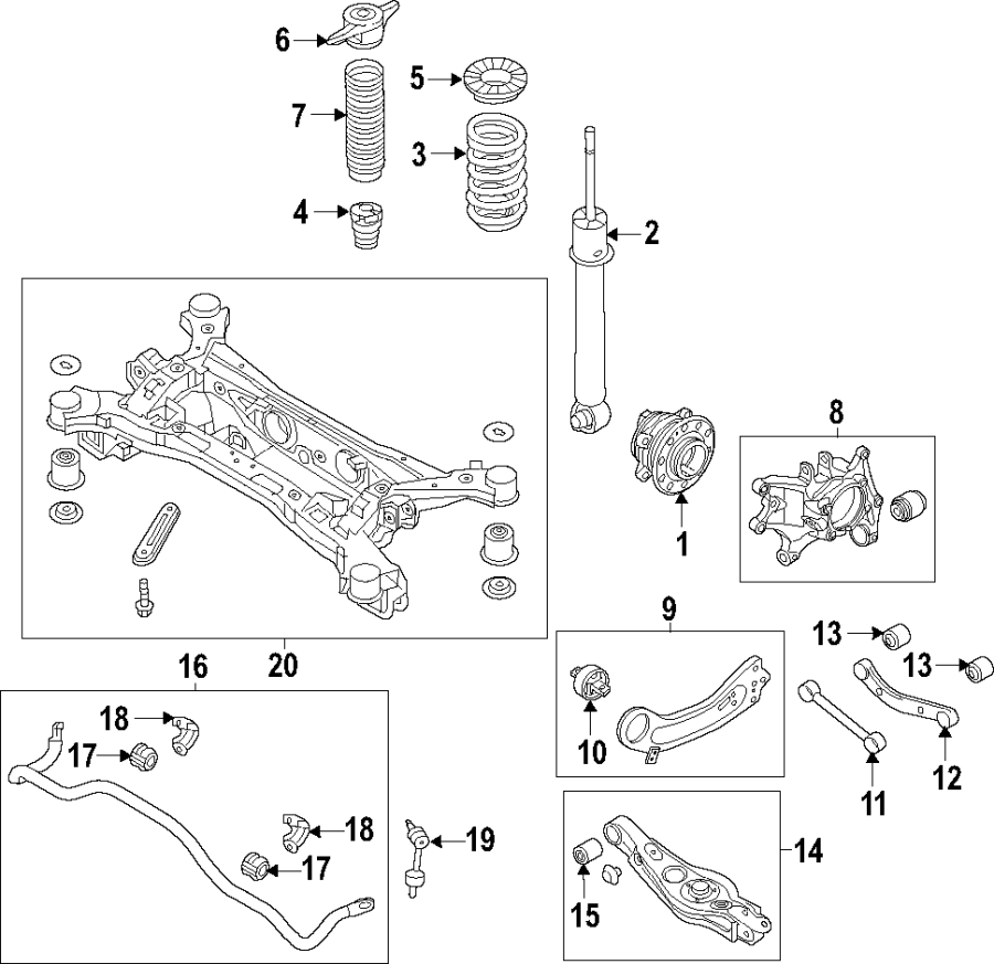 8REAR SUSPENSION. LOWER CONTROL ARM. STABILIZER BAR. SUSPENSION COMPONENTS. UPPER CONTROL ARM.https://images.simplepart.com/images/parts/motor/fullsize/F96F100.png