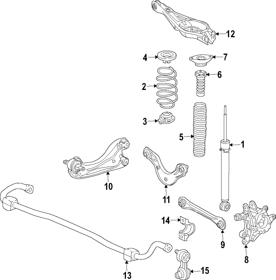 REAR SUSPENSION. LOWER CONTROL ARM. STABILIZER BAR. SUSPENSION COMPONENTS. UPPER CONTROL ARM.