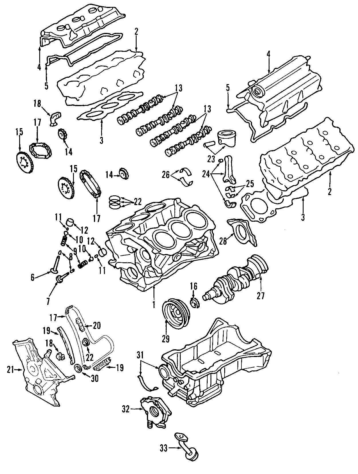 Diagram Camshaft & timing. Crankshaft & bearings. Cylinder head & valves. Lubrication. Mounts. Pistons. Rings & bearings. for your 1997 Mazda Millenia   