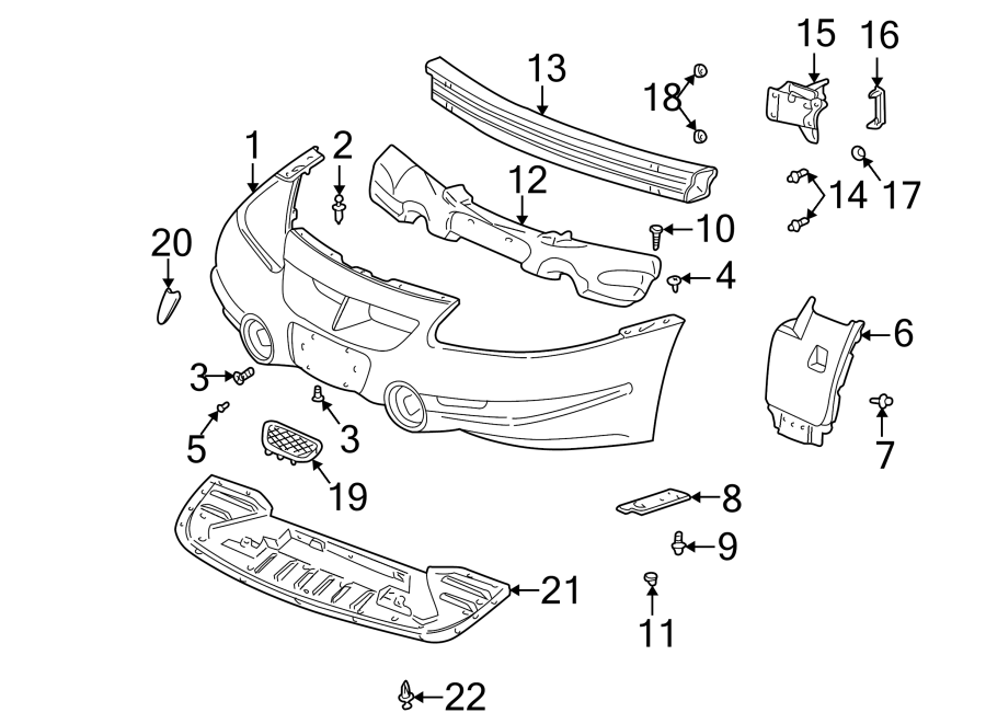 Diagram FRONT BUMPER. BUMPER & COMPONENTS. for your 2016 GMC Sierra 2500 HD 6.0L Vortec V8 A/T 4WD SLE Standard Cab Pickup 