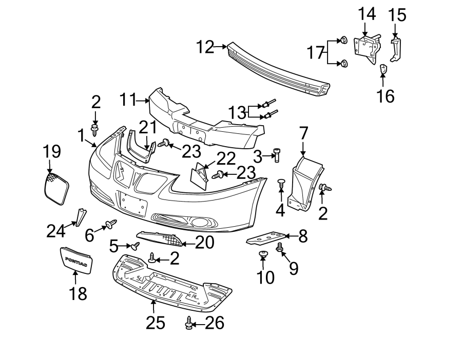 Diagram FRONT BUMPER. BUMPER & COMPONENTS. for your 2021 GMC Sierra 2500 HD 6.6L V8 A/T RWD SLE Standard Cab Pickup Fleetside 