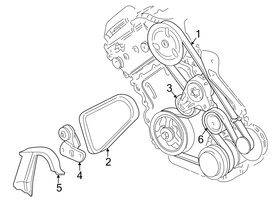 Diagram BELTS & PULLEYS. for your 2004 Buick Regal   