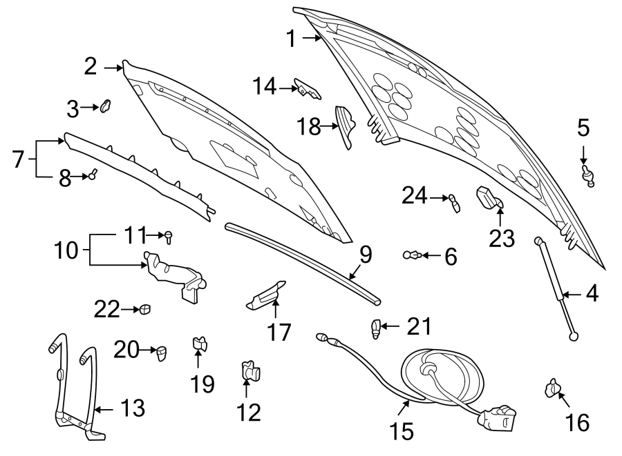 Diagram HOOD & COMPONENTS. for your 2005 Chevrolet Trailblazer EXT   