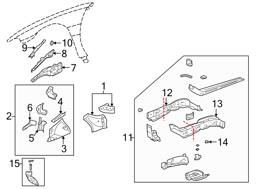 Diagram FENDER. STRUCTURAL COMPONENTS & RAILS. for your 2016 Chevrolet Camaro 6.2L V8 M/T SS Coupe 