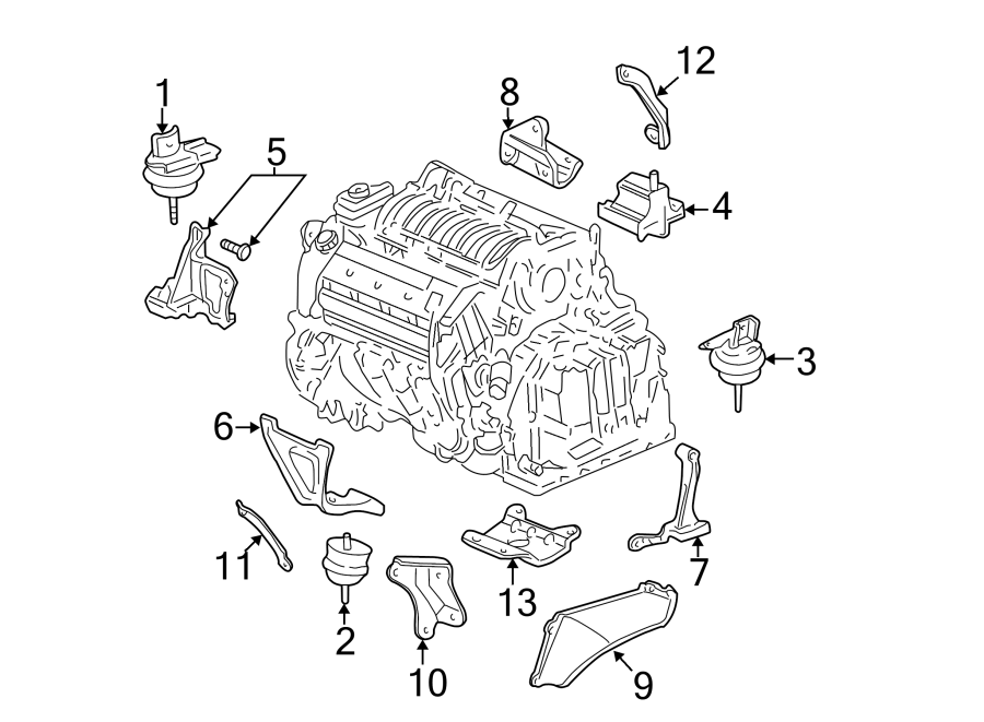 Diagram ENGINE / TRANSAXLE. ENGINE & TRANS MOUNTING. for your 2011 GMC Sierra 2500 HD 6.0L Vortec V8 FLEX A/T 4WD SLT Crew Cab Pickup 