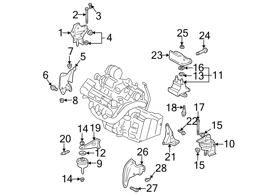 Diagram ENGINE / TRANSAXLE. ENGINE & TRANS MOUNTING. for your 2014 GMC Sierra 2500 HD 6.0L Vortec V8 FLEX A/T 4WD SLT Crew Cab Pickup Fleetside 