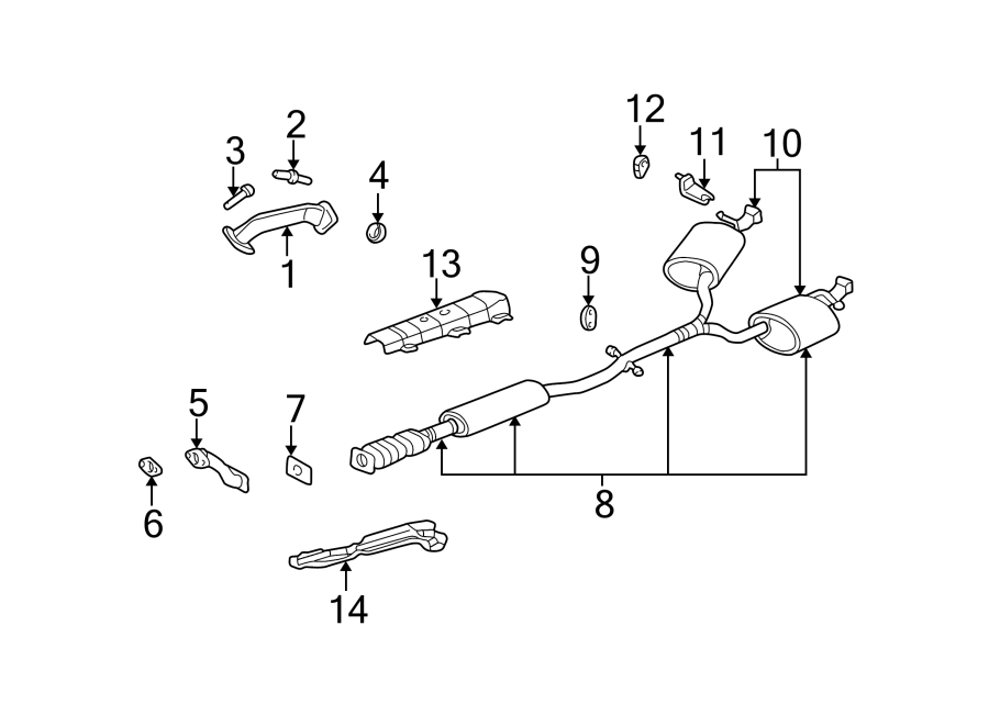 Diagram EXHAUST SYSTEM. EXHAUST COMPONENTS. for your 2024 Chevrolet Camaro   