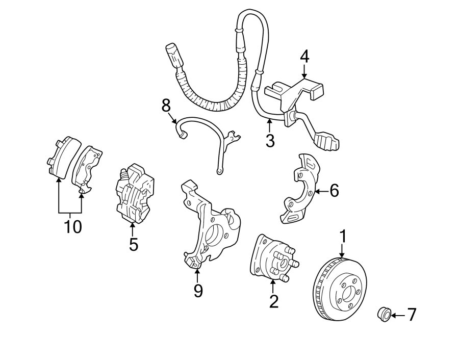 Diagram FRONT SUSPENSION. BRAKE COMPONENTS. for your 2002 GMC Sierra 2500 HD 8.1L Vortec V8 M/T RWD SL Standard Cab Pickup Fleetside 