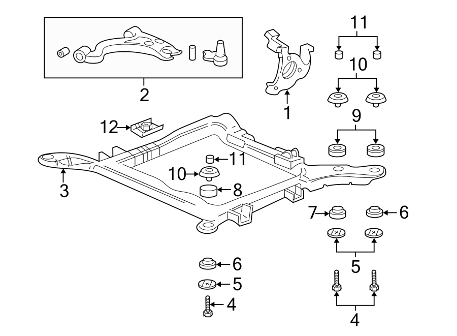 Diagram FRONT SUSPENSION. SUSPENSION COMPONENTS. for your 2018 GMC Sierra 2500 HD 6.0L Vortec V8 FLEX A/T RWD SLE Standard Cab Pickup 