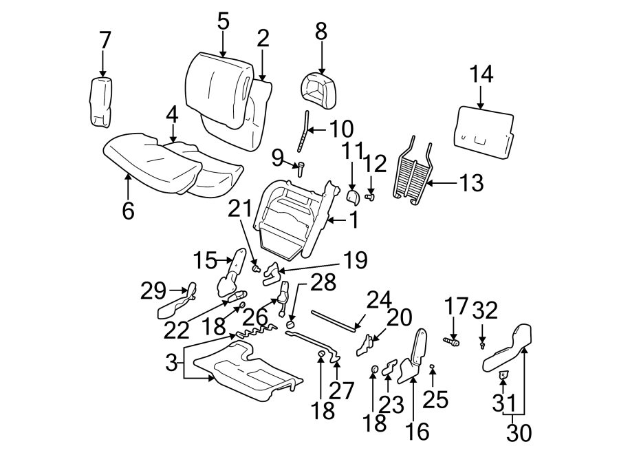 32Seats & tracks. Front seat components.https://images.simplepart.com/images/parts/motor/fullsize/FA00295.png