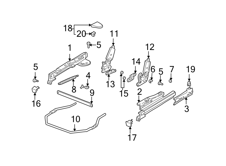 Diagram SEATS & TRACKS. TRACKS & COMPONENTS. for your 2005 Chevrolet Impala   