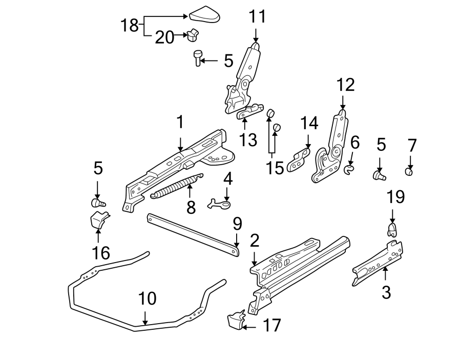 Diagram SEATS & TRACKS. TRACKS & COMPONENTS. for your 2005 Chevrolet Impala   