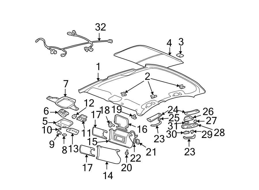 Diagram INTERIOR TRIM. for your 2003 GMC Sierra 2500 HD 8.1L Vortec V8 M/T RWD SLE Standard Cab Pickup 