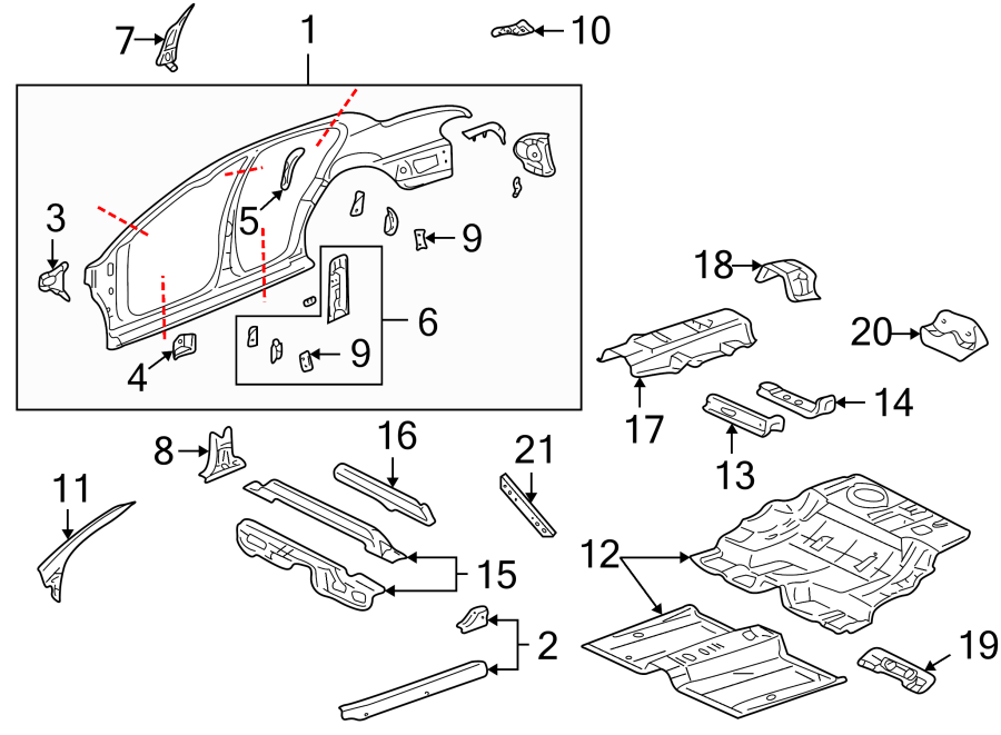 9PILLARS. ROCKER & FLOOR. UNISIDE.https://images.simplepart.com/images/parts/motor/fullsize/FA00345.png