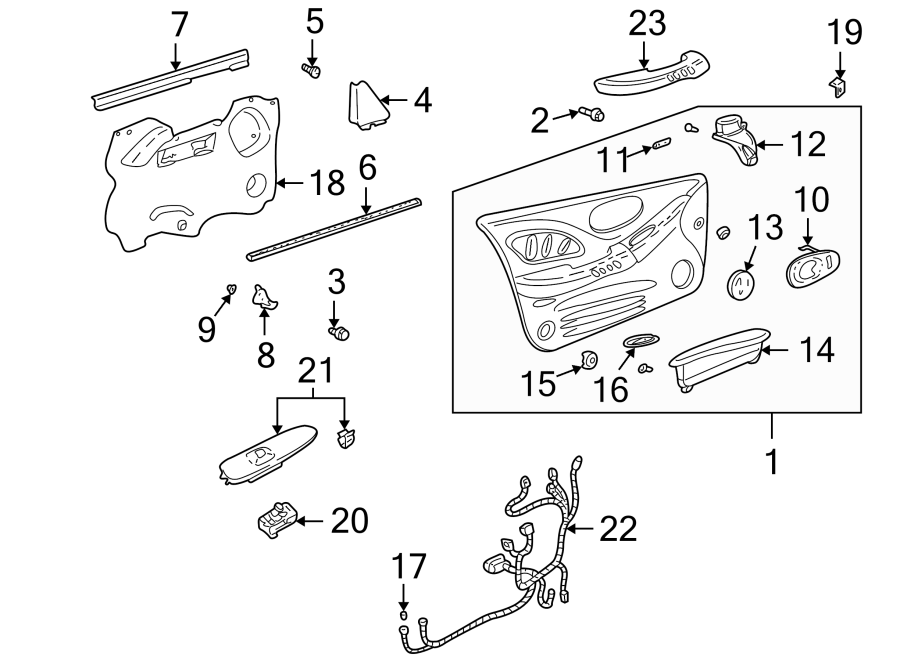 Diagram FRONT DOOR. INTERIOR TRIM. for your Chevrolet Spark  